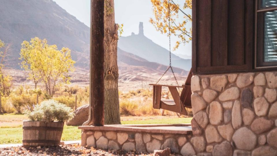 The porch of a spa cabin at Sorrel River Ranch Resort