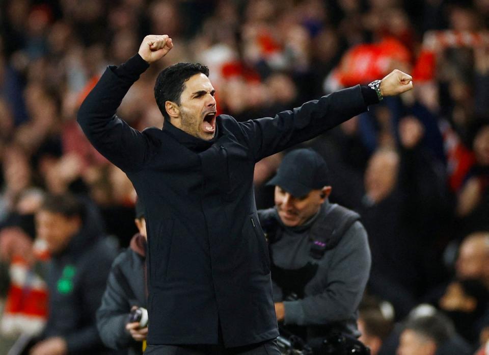 Celebrations: Mikel Arteta (Action Images via Reuters)