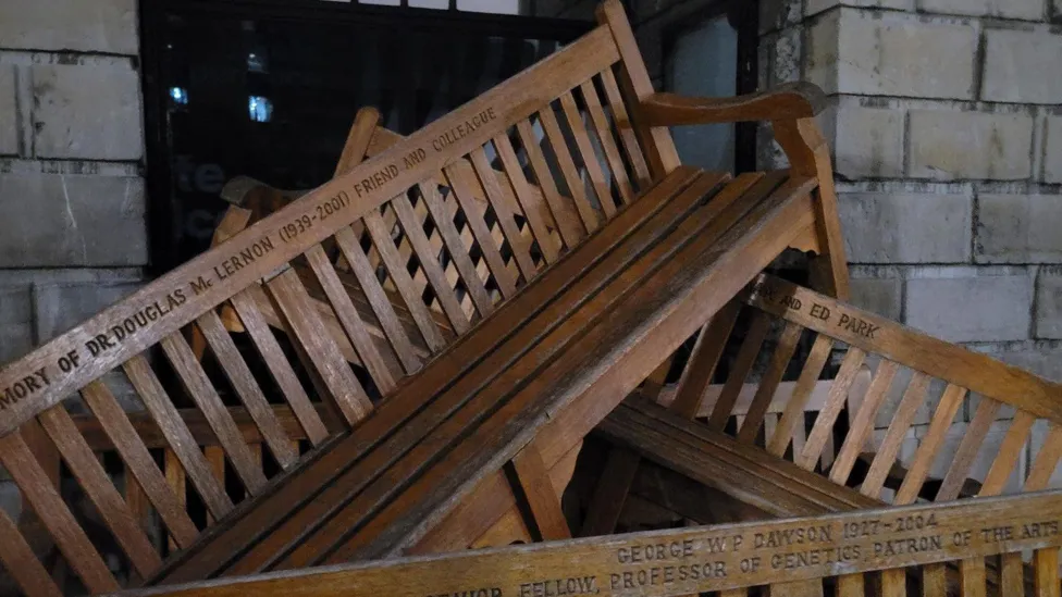 Book of Kells attraction blocked by benches