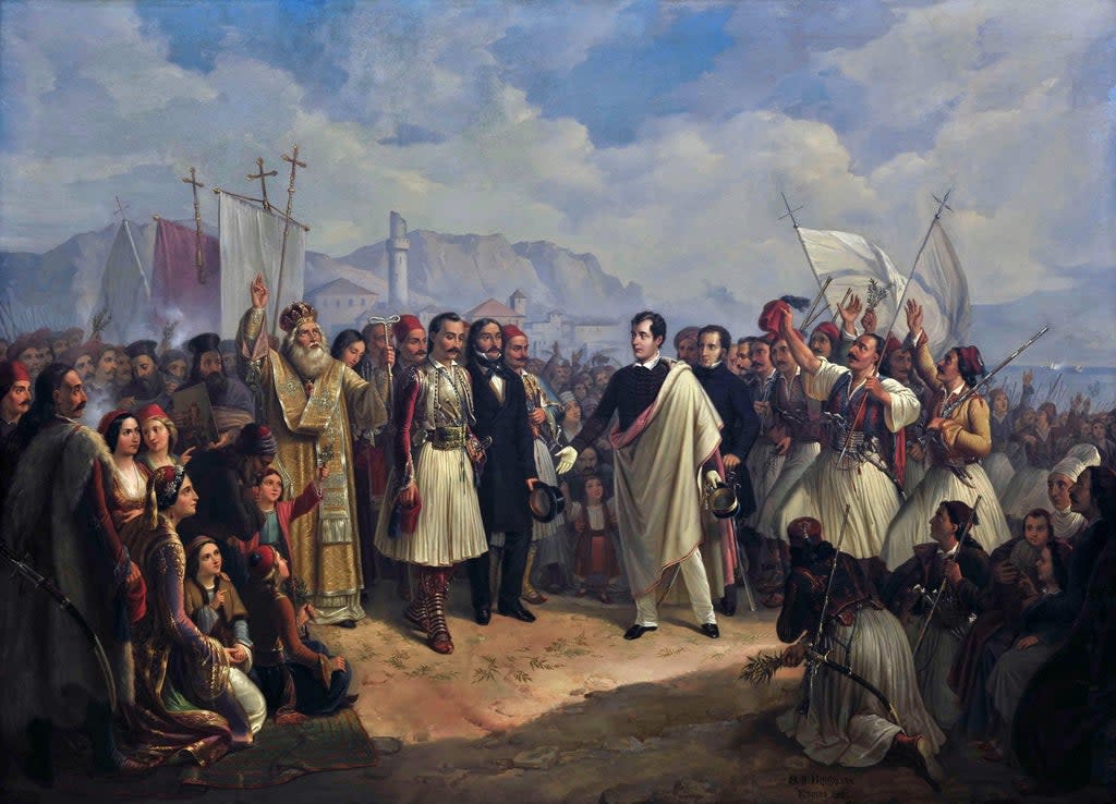 The Reception of Lord Byron at Missolonghi by the Greek artist, Theodoros Vryzakis (1819-1878), oil on canvas, 1861 (Ian Dagnall Computing/Alamy/PA)