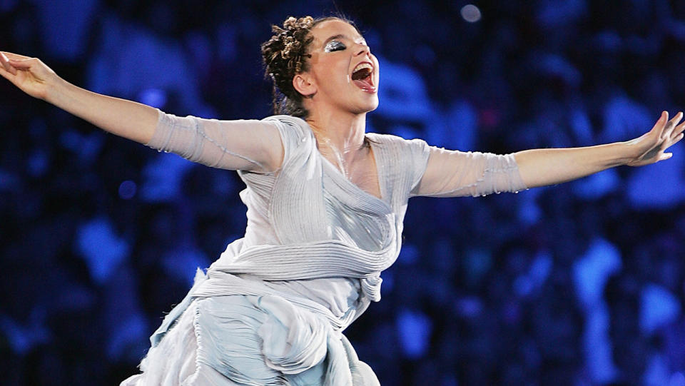 Bjork, pictured here singing during the opening ceremony of the 2004 Olympic Games in Athens.