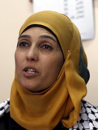 Palestinian primary school teacher Hanan al-Hroub, who is shortlisted to win the Global Teacher Prize, speaks during an interview with Reuters, in the West Bank city of Ramallah February 17, 2016. REUTERS/Mohamad Torokman