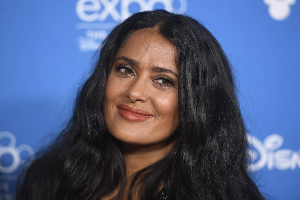 Stock picture of Salma Hayek who has embraced her grey hairs. (Getty Images)