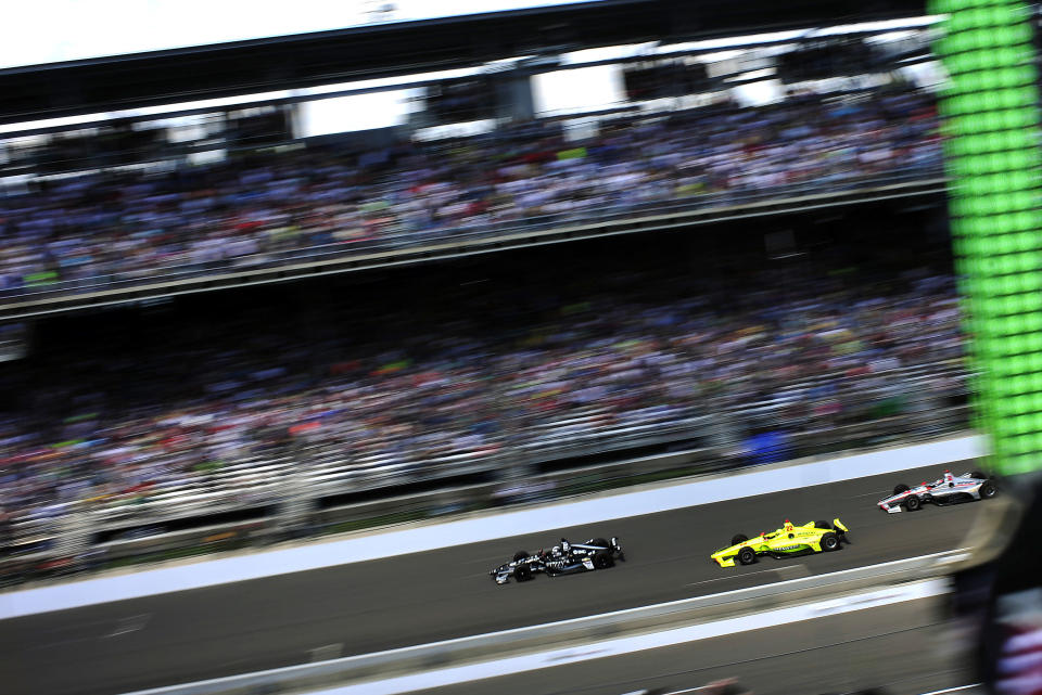 INDIANAPOLIS, IN - MAY 27: Ed Carpenter, driver of the #20 Ed Carpenter Racing Chevrolet, leads the field to the start of the IndyCar Series Indianapolis 500 on May 27, 2018, at the Indianapolis Motor Speedway in Indianapolis, Indiana. (Photo by Michael Allio/Icon Sportswire via Getty Images)