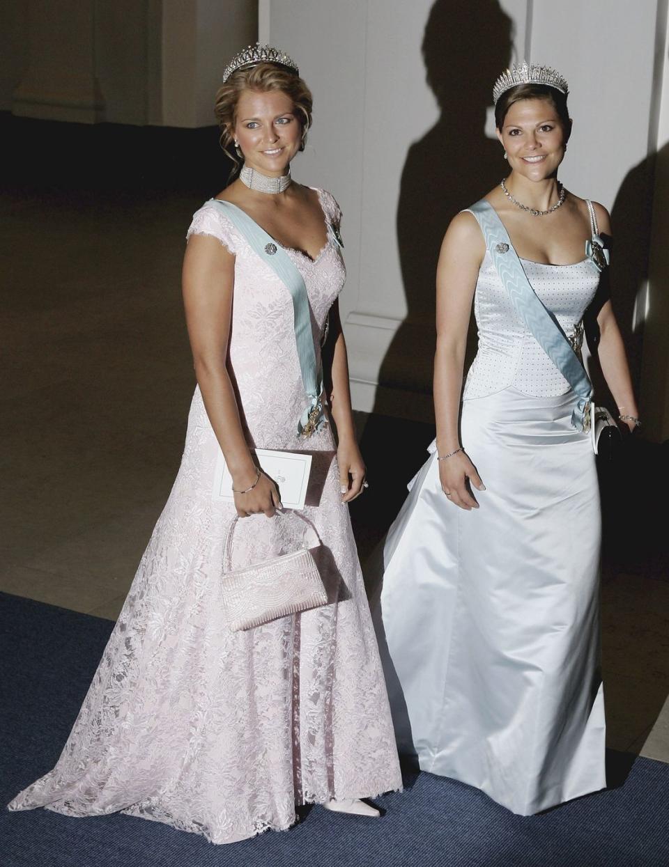 <p>Madeleine and Victoria went all-out for a formal affair to celebrate their dad's 60th birthday. Both royals wore their signature tiaras: Victoria wore the <a href="https://www.thecourtjeweller.com/2017/11/the-baden-fringe-tiara.html" rel="nofollow noopener" target="_blank" data-ylk="slk:Baden Fringe Tiara;elm:context_link;itc:0;sec:content-canvas" class="link ">Baden Fringe Tiara</a>, while Madeleine wore the <a href="https://www.thecourtjeweller.com/2019/07/princess-madeleines-modern-fringe-tiara.html" rel="nofollow noopener" target="_blank" data-ylk="slk:Modern Fringe Tiara;elm:context_link;itc:0;sec:content-canvas" class="link ">Modern Fringe Tiara</a>, a piece that first appeared on Madeleine's mother, Queen Silvia, in the 1980s, according to the royal jewelry blog, The Court Jeweller.</p>