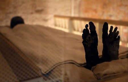 The mummy of boy pharaoh King Tutankhamun is on display in his newly renovated tomb in the Valley of the Kings in Luxor, Egypt January 31, 2019. REUTERS/Mohamed Abd El Ghany