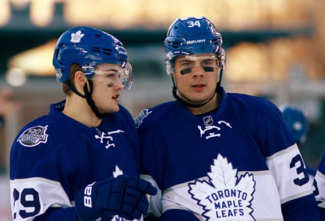 Auston Matthews and William Nylander of the Toronto Maple Leafs