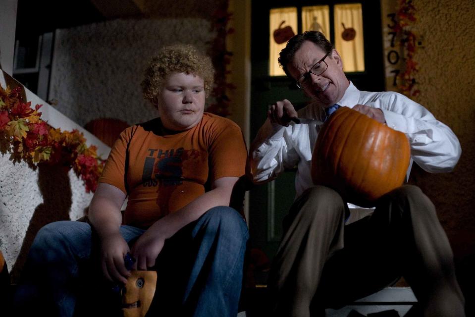 Brett Kelly as Charlie Corrigan and Dylan Baker as Steven Wilkins in 2007 Halloween horror ‘Trick ‘R Treat’ (credit: Warner Bros.)