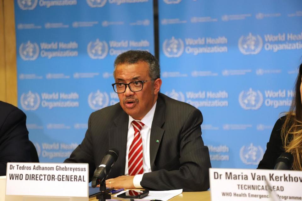 PHOTO: In this March 11, 2020, file photo, World Health Organization Director-General Tedros Adhanom Ghebreyesus speaks at a press conference in Geneva, Switzerland. (Xinhua via Getty Images, FILE)