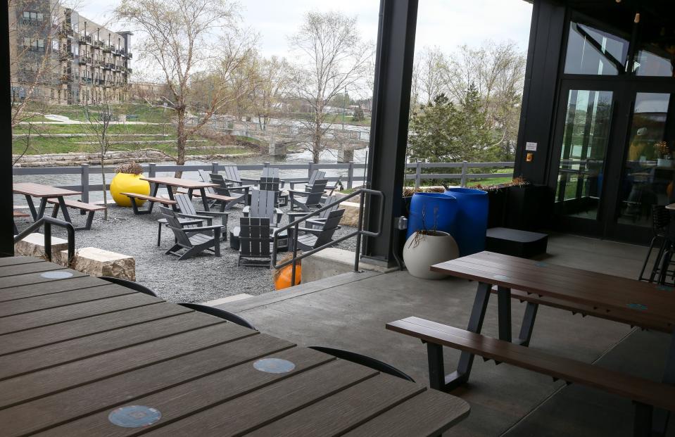 Field Day Brewing Co.'s patio is pictured Tuesday, April 16, 2024 in North Liberty, Iowa.