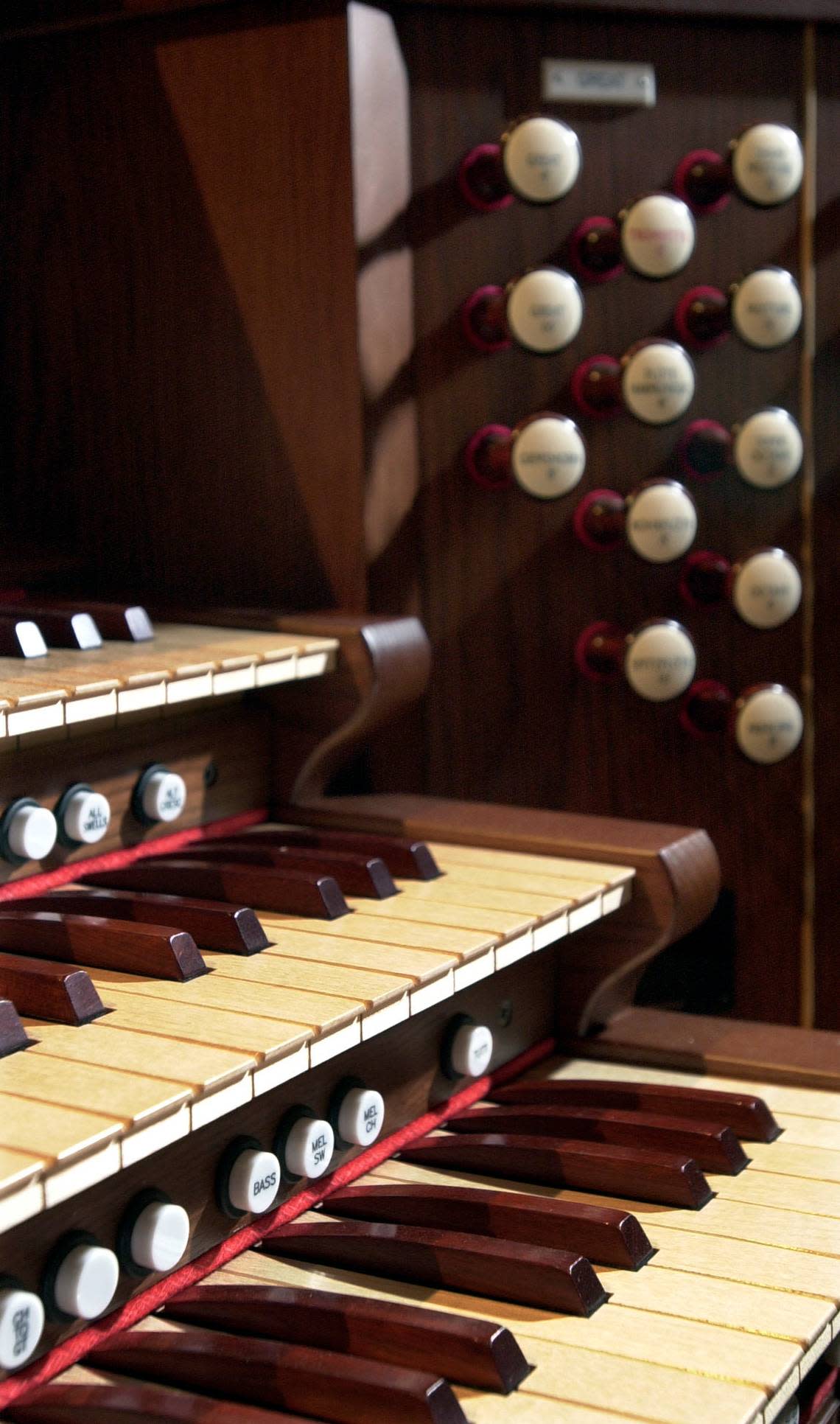 The console of Cathedral of the Immaculate Conception’s Rufatti pipe organ.