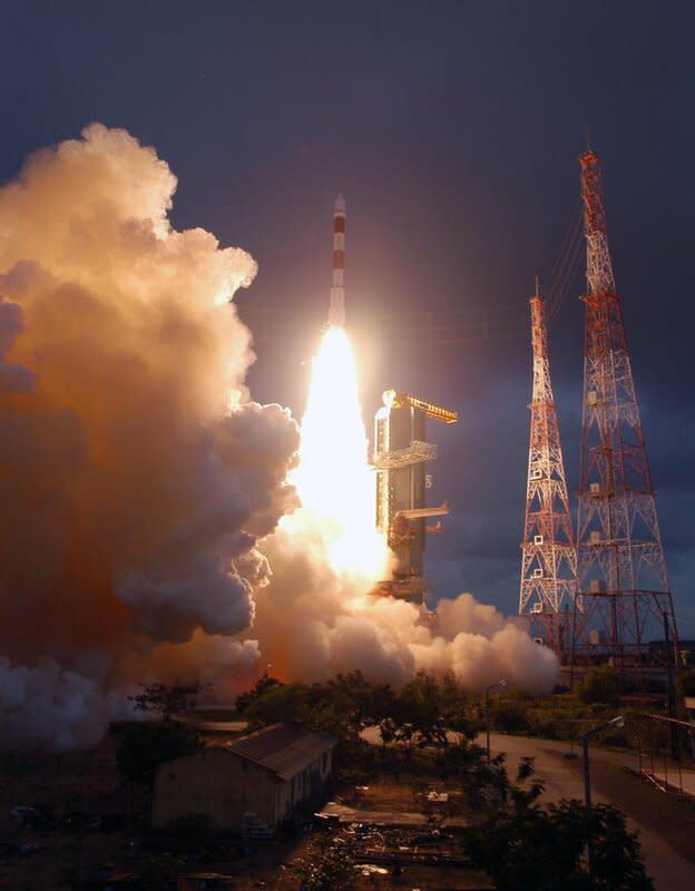 「月船一號」為印度首台自製登月火箭，於 2008 年發射升空，後刻意被墜毀於月球表面。   圖：翻攝自印度總理莫迪X平台