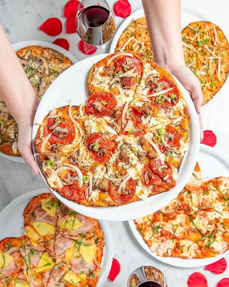 heart shaped pizza from california pizza king