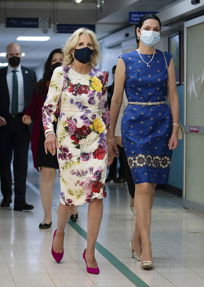 First Lady Jill Biden and Costa Rican First Lady Signe Zeicate visit the National Children’s Hospital of Costa Rica on May 22. - Credit: Erin Schaff/The New York Times via AP