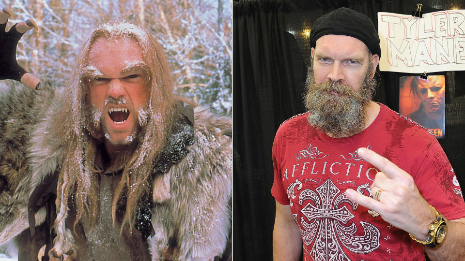 Tyler Mane - Sabretooth - pictured in <i>X-Men</i> and (R) at Halloween Con: 40 Years Of Terror, 2018.