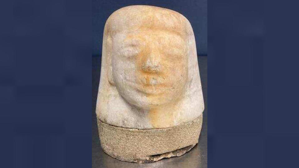 This Egyptian canopic jar lid, which was seized by U.S. Customs and Border Protection officers in Tennessee, could be up to 3,000 years old. / Credit: U.S. Customs and Border Protection