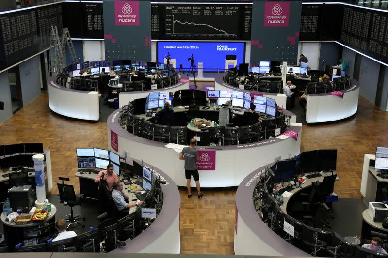 FILE PHOTO: German share price index DAX graph is pictured at the stock exchange in Frankfurt