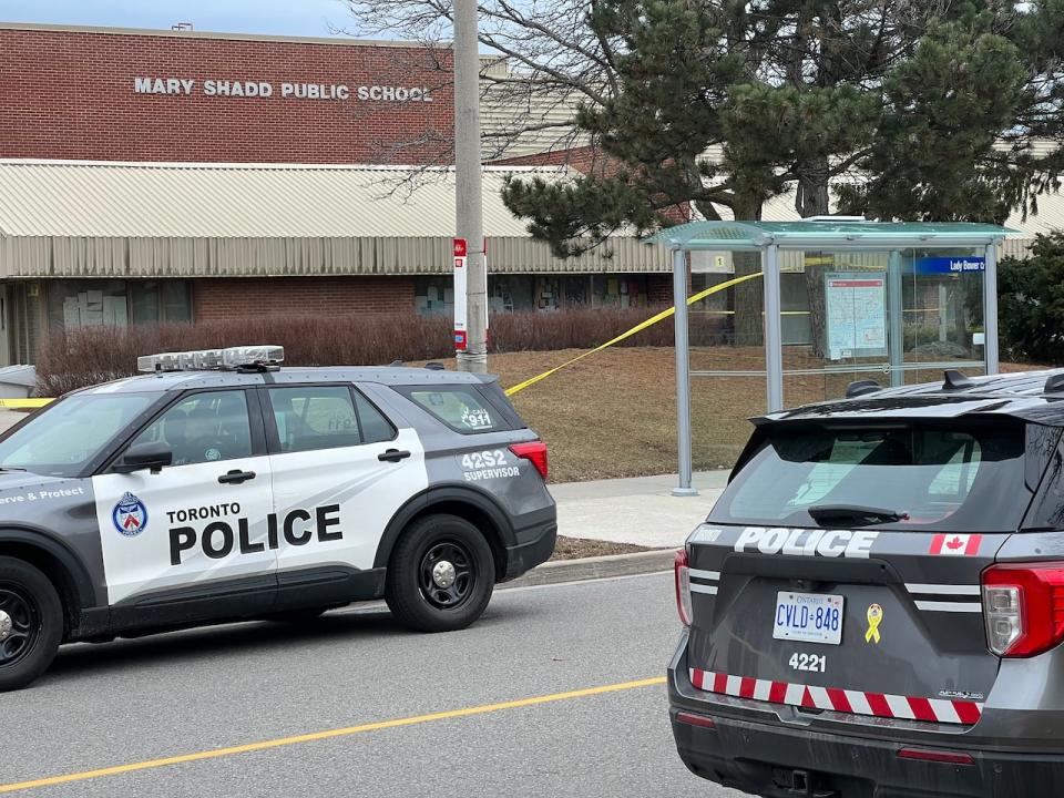 The victim, a 76-year-old woman, sought help at Mary Shadd Public School after the alleged assault. (Mark Bochsler/CBC - image credit)