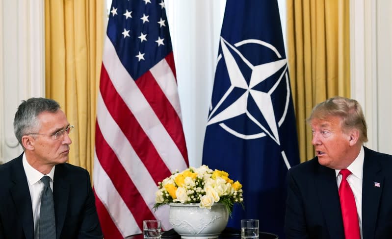 U.S. President Trump meets with NATO Secretary General Stoltenberg, ahead of the NATO summit, in London