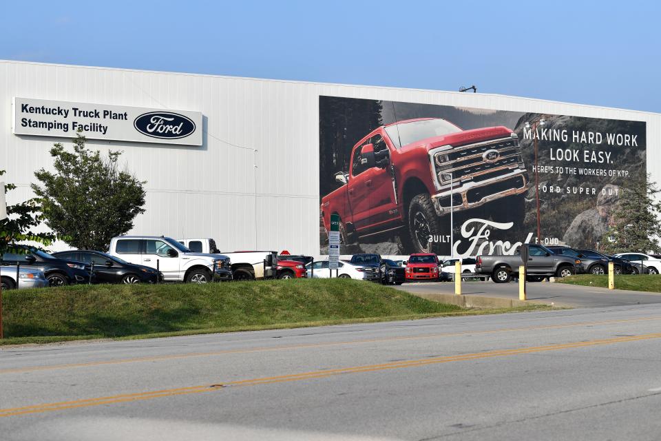 The exterior of the Stamping Facility, part of the Ford Kentucky Truck Assembly Plant in Louisville, Ky., on Aug. 24, 2023.