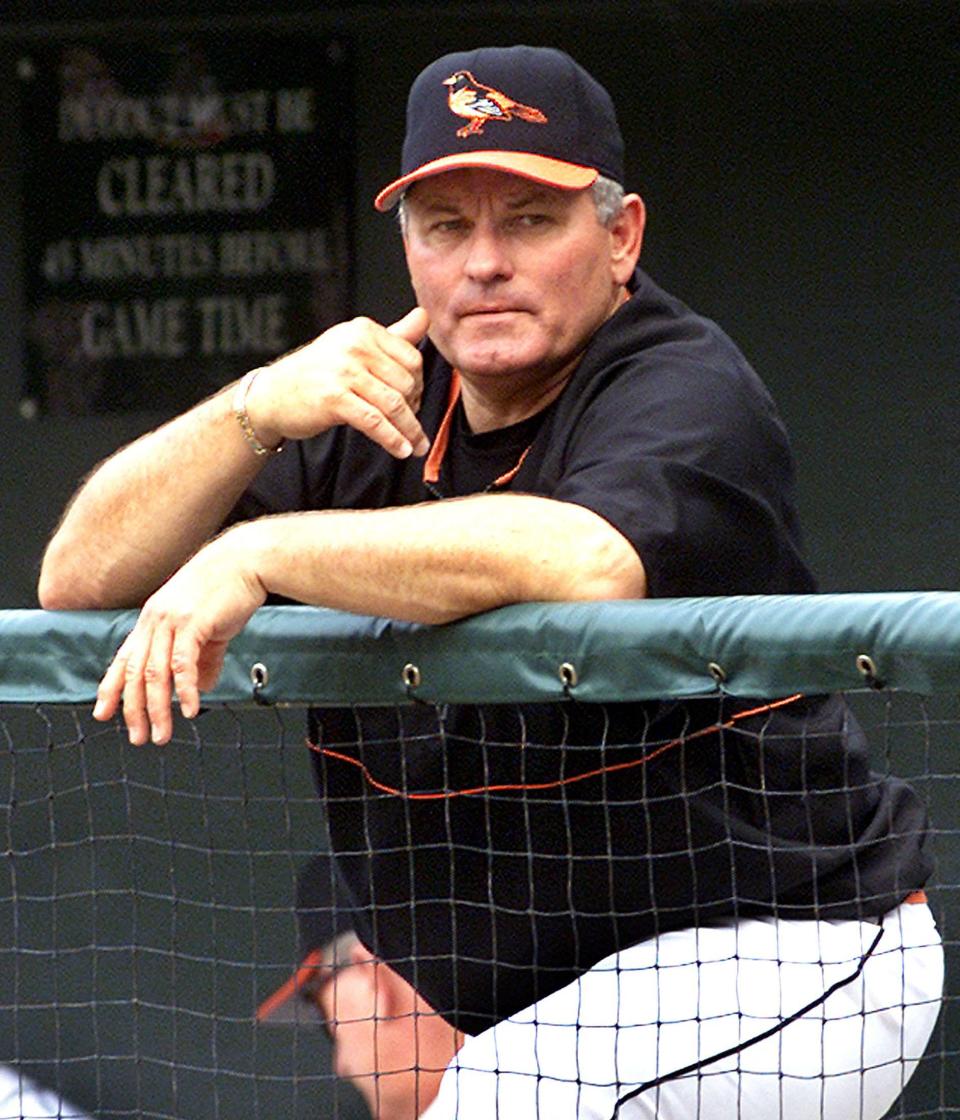 Orioles manager Mike Hargrove watches his team June 30, 2002, at Camden Yards in Baltimore.