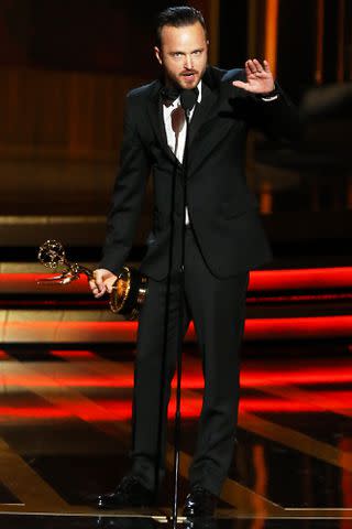 <p>Michael Tran/FilmMagic</p> Aaron Paul at the 2014 Emmys