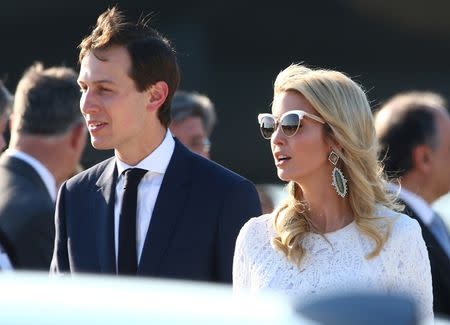 FILE PHOTO: White House senior advisor Jared Kushner and his wife Ivanka Trump arrive at the Leonardo da Vinci-Fiumicino Airport in Rome, Italy, May 23, 2017. REUTERS/Alessandro Bianchi