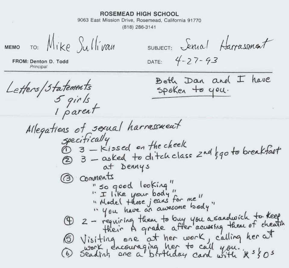 Sullivan handwritten memo 1993