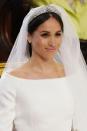 <p><strong>Wedding date: </strong>May 19, 2018</p><p><strong>Wedding tiara: </strong>Meghan wore the stunning Queen Mary's bandeau tiara for her wedding day. <a href="https://www.townandcountrymag.com/style/jewelry-and-watches/a20756656/queen-mary-diamond-bandeau-tiara-meghan-markle-royal-wedding/" rel="nofollow noopener" target="_blank" data-ylk="slk:The Queen Mary's bandeau tiara belonged to the Queen's grandmother,;elm:context_link;itc:0;sec:content-canvas" class="link ">The Queen Mary's bandeau tiara belonged to the Queen's grandmother,</a> Queen Mary. The center stone is a brooch featuring 10 diamonds that were gifted to Mary of Teck in 1893. In 1932, the diamond and platinum bandeau tiara was made to accommodate the brooch. The tiara was bequeathed to Elizabeth when Queen Mary died in 1953. <a href="https://www.townandcountrymag.com/style/jewelry-and-watches/a15908164/meghan-markle-wedding-tiara/" rel="nofollow noopener" target="_blank" data-ylk="slk:Meghan reportedly picked out the tiara;elm:context_link;itc:0;sec:content-canvas" class="link ">Meghan reportedly picked out the tiara</a> for her wedding day with Queen Elizabeth at Buckingham Palace.</p>