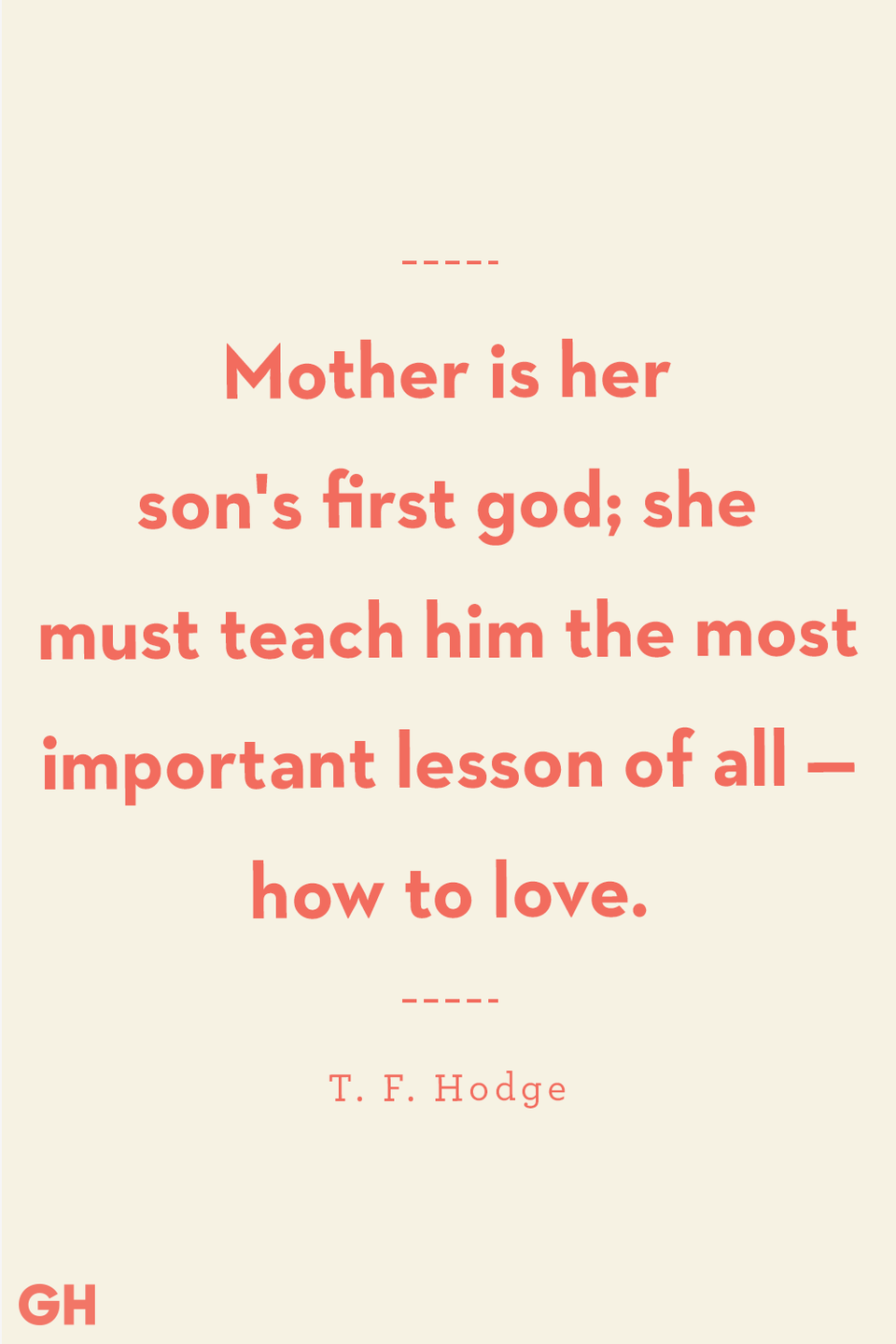 <p>Mother is her son's first god; she must teach him the most important lesson of all — how to love.</p>