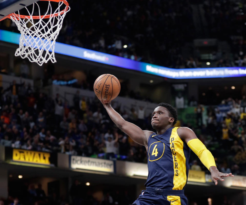 Victor Oladipo’s Pacers just became the first team in the Steve Kerr era to sweep a season series against the big, bad Warriors. (AP)