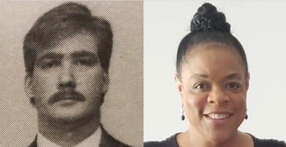 Robert P. Tucker, left, in 1988, the year he became a lawyer. (Source: Buncombe County Bar directory.) Lisa K. Roberts, right, from her LinkedIn profile.