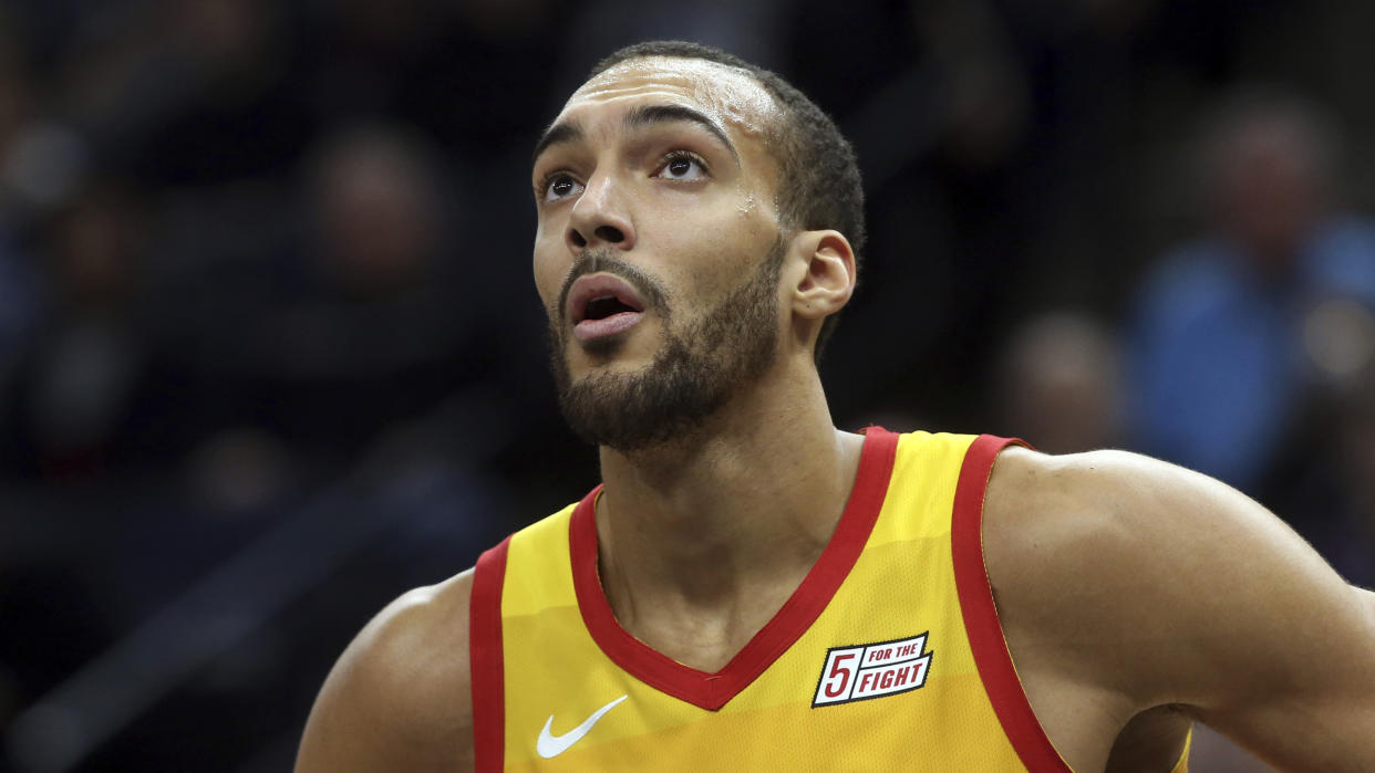 Rudy Gobert was not happy about his All-Star snub. (AP Photo/Jim Mone)