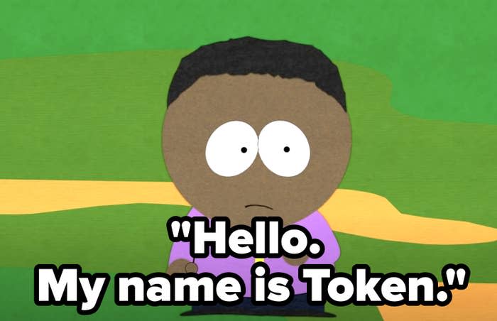 Cartoon saying, "Hello. My name is Token."
