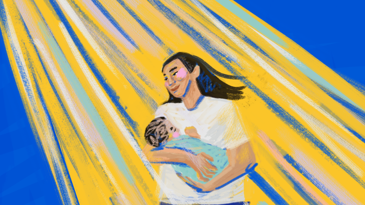 woman holding baby