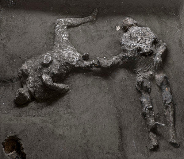 The two men died during the so-called second pyroclastic flow, which occurred after the initial eruption.  / Credit: Pompeii site