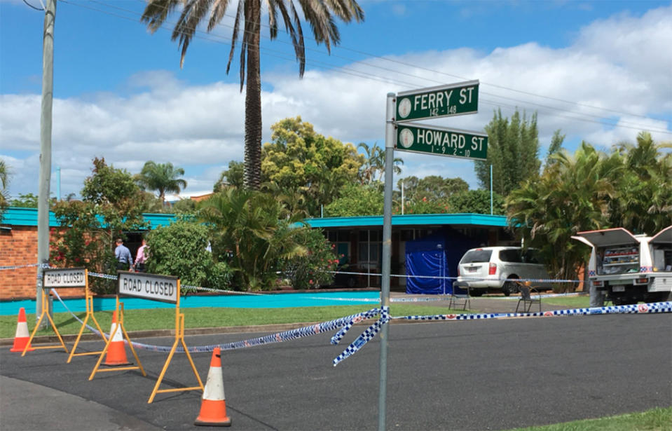 Police investigate a murder after a woman's body was found outside Maryborough City Motel, Queensland.