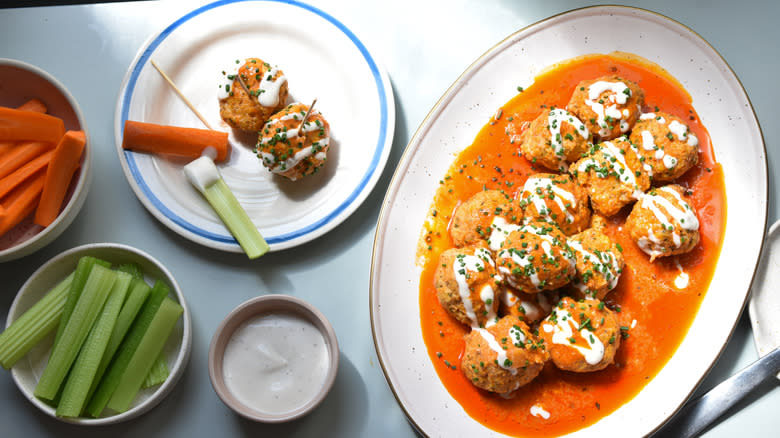 saucy buffalo chicken meatballs