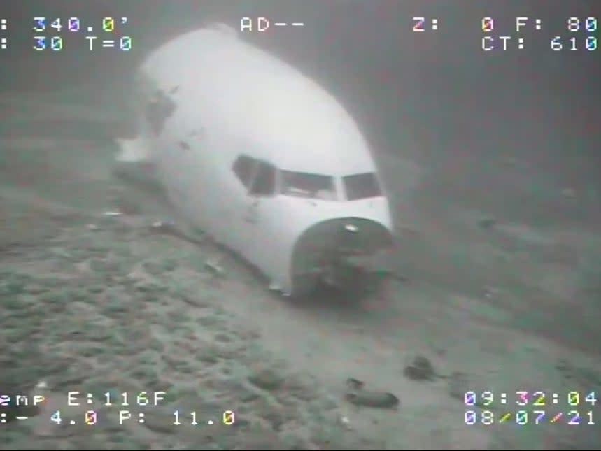 Photos have been released of the Boeing 737-200 cargo jet that made an emergency water landing off Hawaii on 2 July.  (The National Transportation Safety Board)