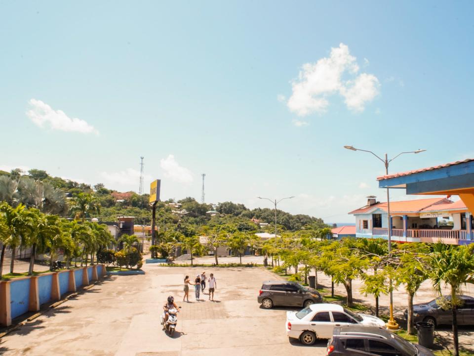 Cruise port in Honduras: parking lot