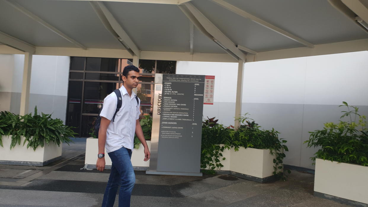 Staff Sergeant Mahendran Selvarajoo, 31, is accused of corruptly obtaining sexual favours form two female suspects under investigation.  PHOTO: Koh Wan Ting/Yahoo News Singapore  