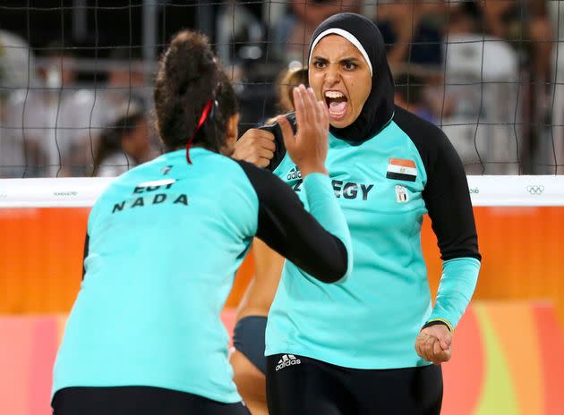 Nada Meawad and Doaa Elghobashy making Egypt's debut (Photo: Ruben Sprich / Reuters)