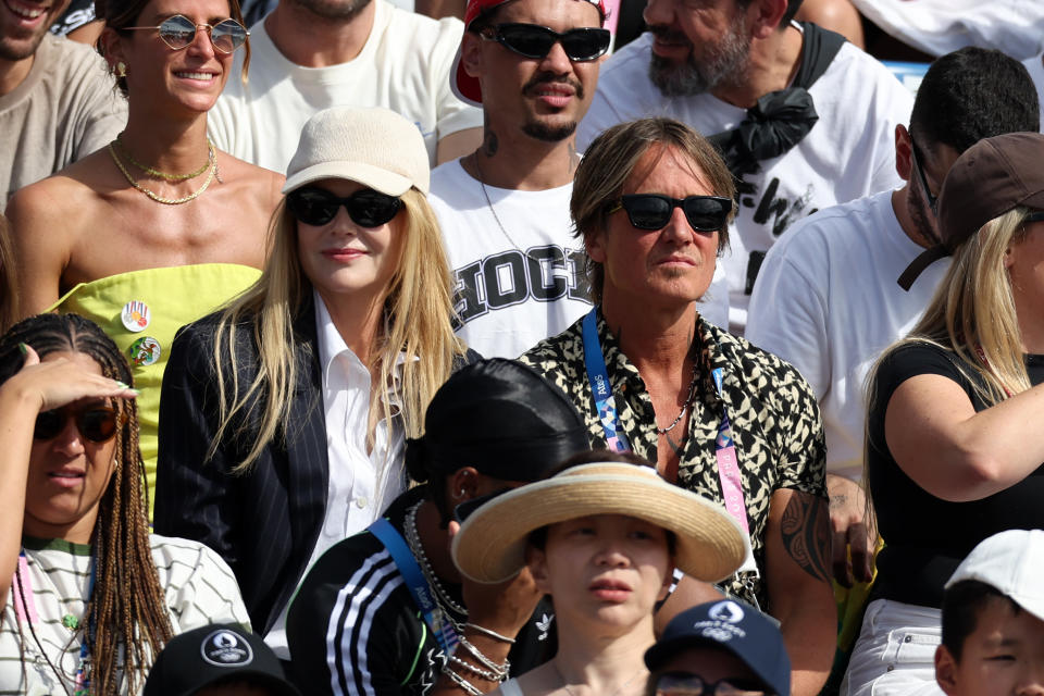 Nicole Kidman and husband Keith Urban attend the Women's Street Final on day two of the Paris 2024 Olympic Games at Place de la Concorde on July 28, 2024 in Paris, France. (Photo by Pascal Le Segretin/Getty Images)