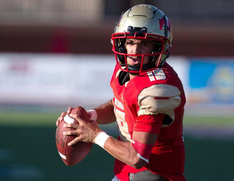 Coronado's Jett Carroll runs for a touchdown against Abilene Cooper, Friday, Sept. 16, 2022, at Lowrey Field at PlainsCapital Park. Abilene Cooper won, 33-28.