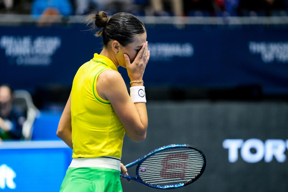 Ajla Tomljanovic reacts.