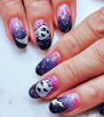 <p>Instead of a traditional white ghost, liven up your nails like <a href="https://www.instagram.com/p/CAJlN2blPFu/" rel="nofollow noopener" target="_blank" data-ylk="slk:Hawaii-based nail artist Asami;elm:context_link;itc:0;sec:content-canvas" class="link ">Hawaii-based nail artist Asami</a>, by creating shimmery apparitions. </p><p><a class="link " href="https://go.redirectingat.com?id=74968X1596630&url=https%3A%2F%2Fwww.ulta.com%2Fp%2Finsta-dri-nail-color-xlsImpprod1950037%3Fsku%3D2517442%26cmpid%3DPS_Non%2521google%2521Product_Listing_Ads%26cagpspn%3Dpla%26CATCI%3Dpla-683425019252%26CAAGID%3D107718646556%26CAWELAID%3D330000200001250220%26CATARGETID%3D330000200002459529%26CADevice%3Dc%26gclid%3DCjwKCAjwruSHBhAtEiwA_qCpphcXYc75ncYejIvtFilm62HmdcK-X_cfitkn4nuF8CXbh3kdLUTpehoCpugQAvD_BwE&sref=https%3A%2F%2Fwww.oprahdaily.com%2Fbeauty%2Fskin-makeup%2Fg33239588%2Fhalloween-nail-ideas%2F" rel="nofollow noopener" target="_blank" data-ylk="slk:SHOP POLISH;elm:context_link;itc:0;sec:content-canvas">SHOP POLISH</a></p>