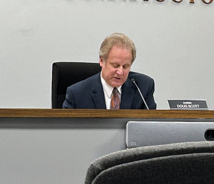 Illinois Commerce Chair Doug Scott presides over a public meeting in Springfield on Thursday, June 29, 2023.