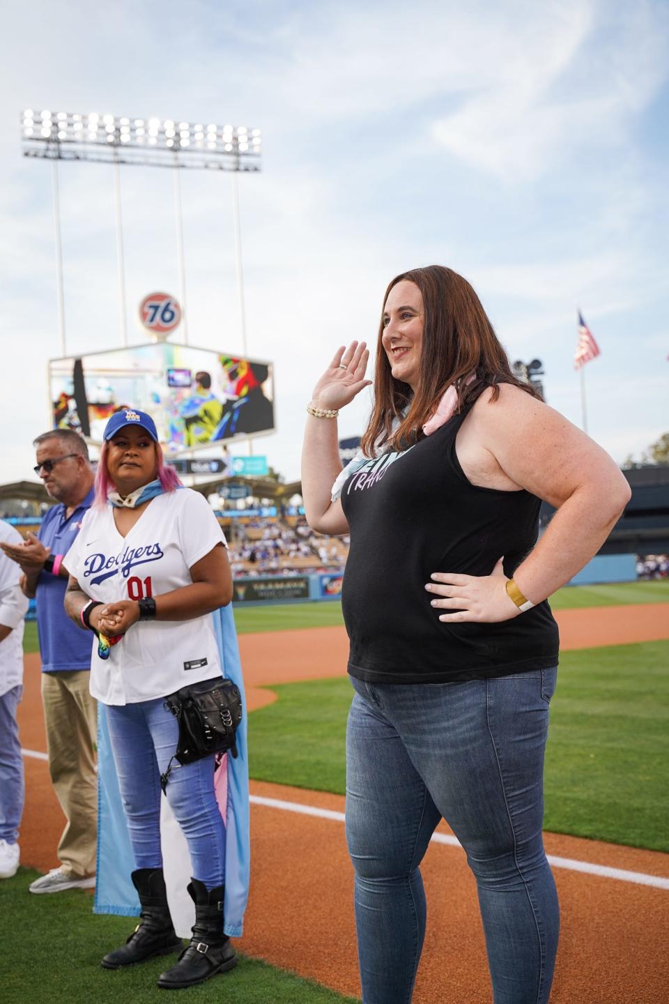 Chloe Corcoran was recognized at the Los Angeles Dodgers' LGBTQ+ Pride Night.