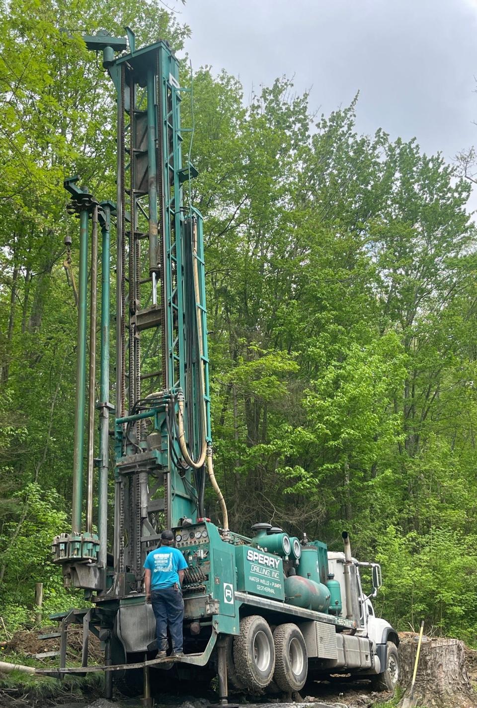 A crew from Sperry Drilling Inc., in Berlin, drilled the Godin's well to a new depth of 500 feet to restore the home's water supply.