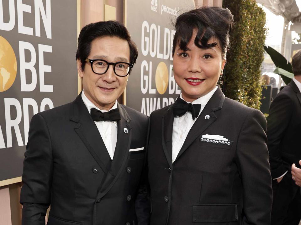 <p>Todd Williamson/NBC/NBC/Getty</p> Ke Huy Quan and Echo Quan at the 80th Annual Golden Globe Awards